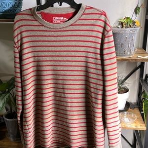 Eddie Bauer red and gray striped long sleeve shirt